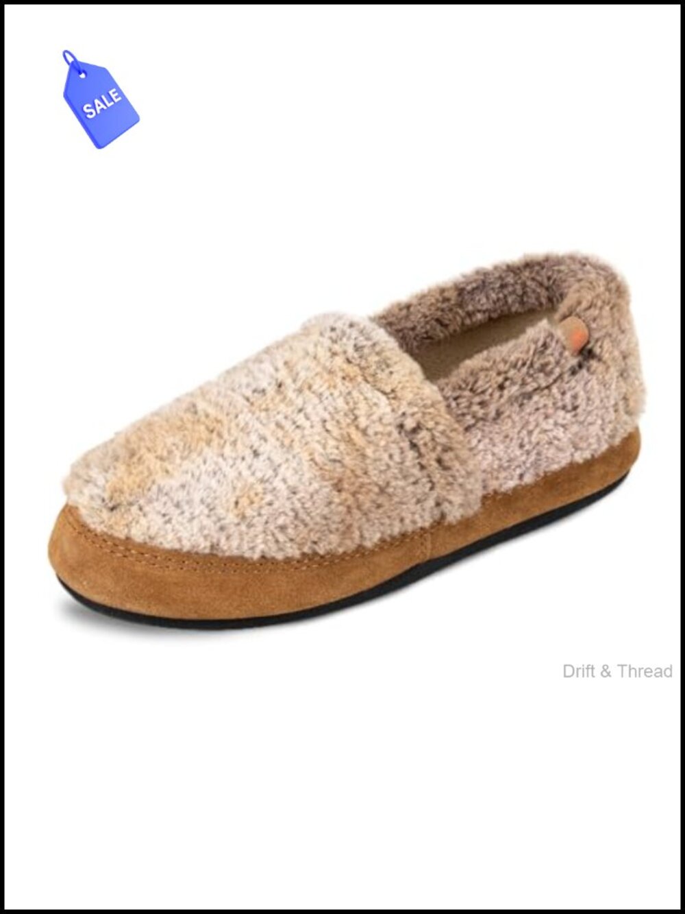 Acorn Women's Moc Slippers Faux Fur Fleece Lined Suede Rand Rubber Sole